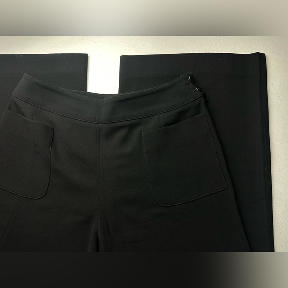 Chanel Wide Leg Dress Pants Women’s EU 40 US 28 Black 100% Wool Logo Buttons - Picture 3 of 9